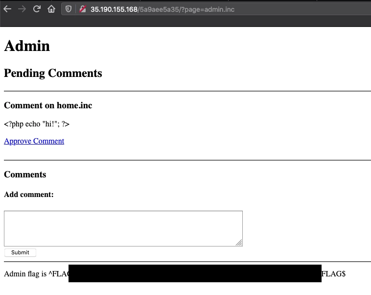 Error from modifying include page